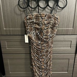 Aritzia ruched snake skin print dress